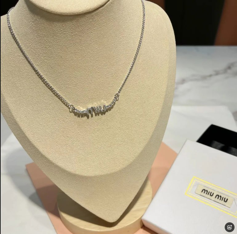  Miu Miu Logo Pendant Necklace