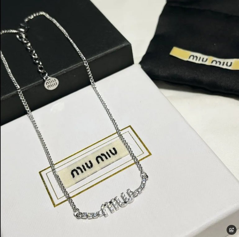  Miu Miu Logo Pendant Necklace