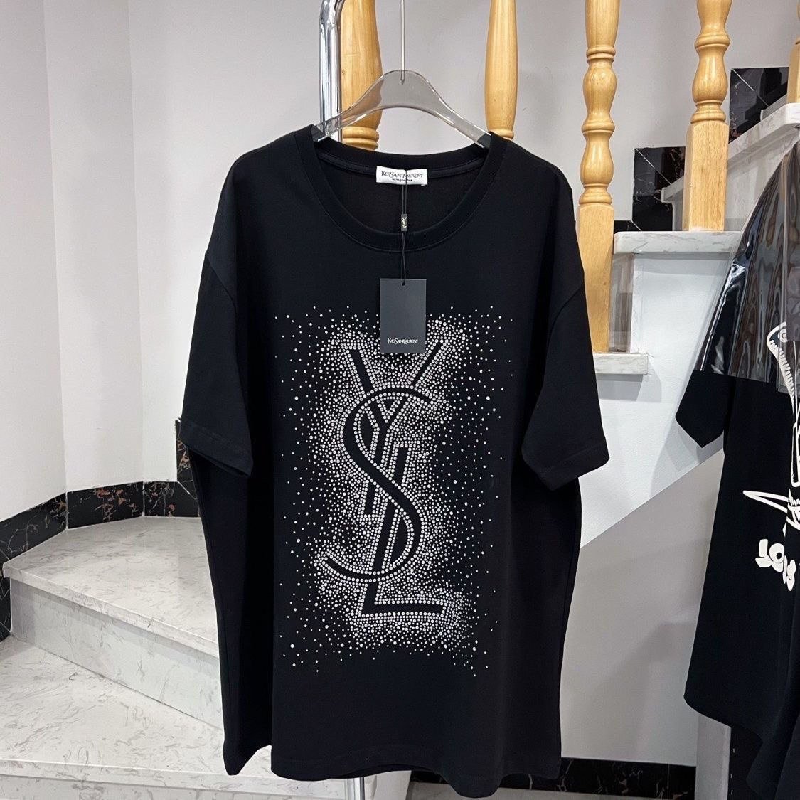 Saint Laurent Monogram Crystal-Embellished T-Shirt