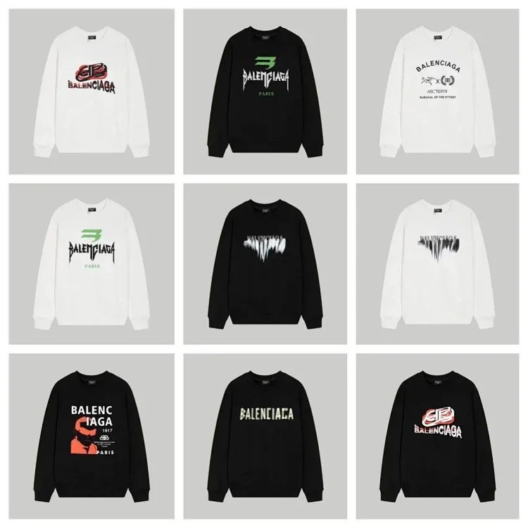  Balenciaga Punk Letters Printed Long Sleeve Sweatshirts [15 styles]