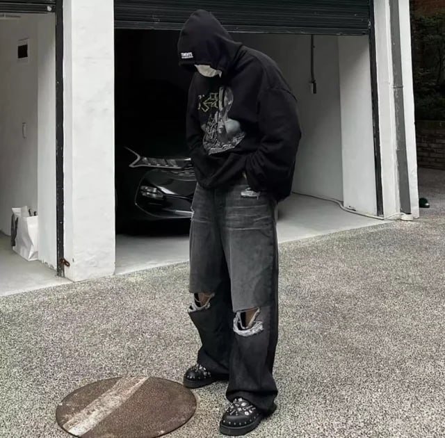 Balenciaga Distressed Wide-Leg Jeans