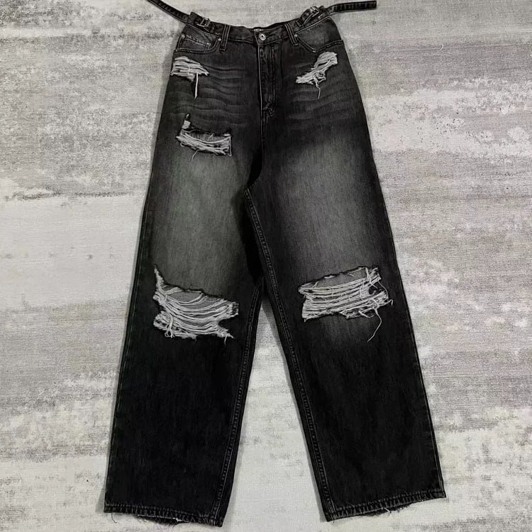 Balenciaga Distressed Wide-Leg Jeans