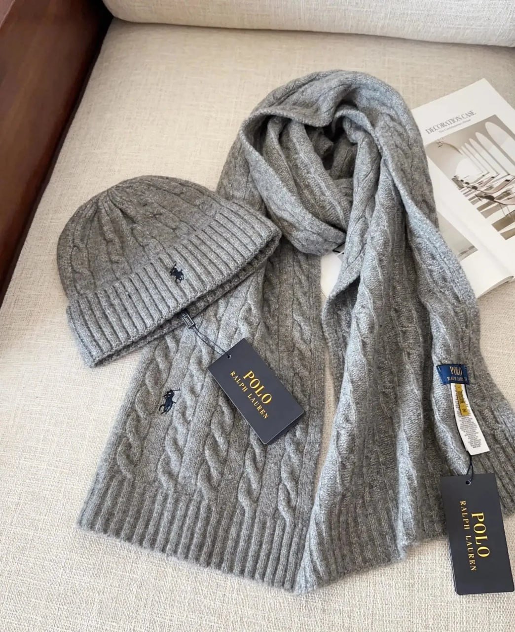Polo Ralph Lauren Cable Knit Scarf & Beanie Set [38 styles]