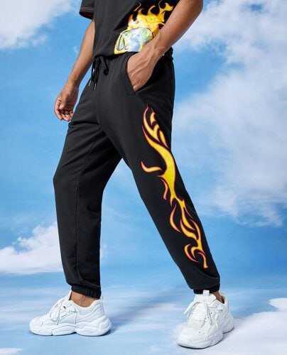 Flame Print Joggers